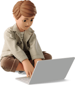 Character with laptop